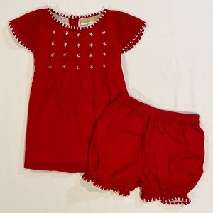 New Well Dressed Wolf Red Juju Set Girls 4T Tunic Top Balloon Shorts Embroidered